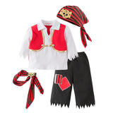Unisex Little Boys Girls Pirate Halloween Costume 4pcs Set Cosplay Event Parties Stage Performance Outfit