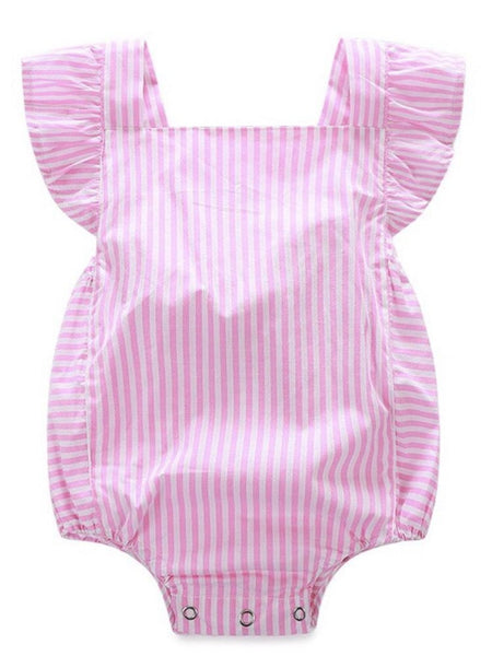 Toddler Baby Girls Pink Stripe Sleeveless Bodysuit Romper Jumpsuit Outfits Summer Sunsuit