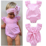 Toddler Baby Girls Pink Stripe Sleeveless Bodysuit Romper Jumpsuit Outfits Summer Sunsuit