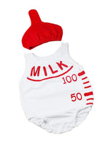 Short Sleeve Milk Bottle Photo Props Baby Romper and Hat 2-pc - Bilo store
