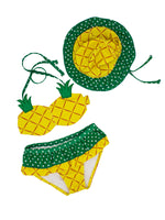 Toddler Girls Cute Pineapple Bikini Sets with Hat 3 pcs Swimsuit - Bilo store