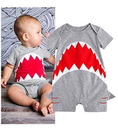 Newborn Baby Boys Shark Short Sleeve Cotton Jumpsuit Romper - Bilo store